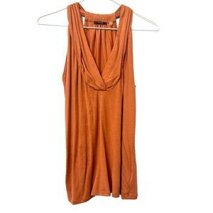 Tahari Cowl Neck Sleeveless Modal Blend Tunic Tank Orange Small
